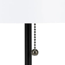 Load image into Gallery viewer, Modern Stick Accent Table Lamp with Pull Chain and White Fabric Shade, 19", Classic Black
