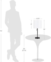 Load image into Gallery viewer, Modern Stick Accent Table Lamp with Pull Chain and White Fabric Shade, 19", Classic Black
