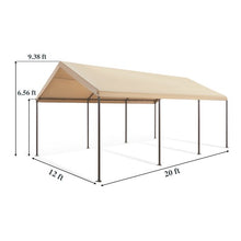 Load image into Gallery viewer, Carport, Heavy Duty Car Canopy with Powder-Coated Steel Frame, Easy to Assemble Portable Garage for Car, Boat, Party Tent with 180g PE Tarp for Wedding, Garden, 8 Legs, Beige
