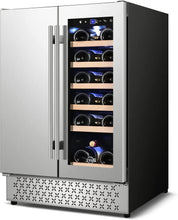 Load image into Gallery viewer, 23.43&quot; 18 Bottle and 57 Can Wine and Beverage Lovers Collection Dual Zone Built-In Wine &amp; Beverage Refrigerator in Stainless Steel
