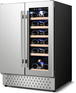 23.43" 18 Bottle and 57 Can Wine and Beverage Lovers Collection Dual Zone Built-In Wine & Beverage Refrigerator in Stainless Steel