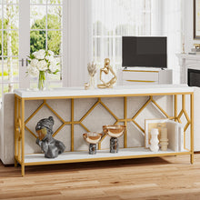 Load image into Gallery viewer, White/Gold Console Table
