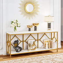 Load image into Gallery viewer, White/Gold Console Table
