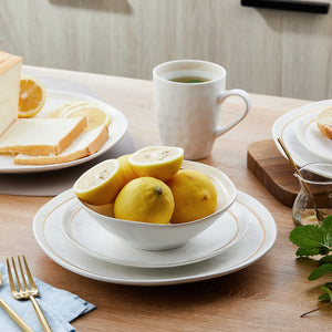 16-Piece Round Dinnerware Set, White, White Speckle, Service For 4 (Porcelain Dinnerware Set)