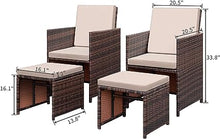 Load image into Gallery viewer, 4-Pieces Patio Furniture Space Saving Outdoor Brown Black Wicker Rattan Dining Sofa Chairs

