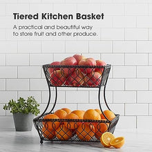 Load image into Gallery viewer, Loop and Lattice 2-Tier Round Metal Countertop Basket
