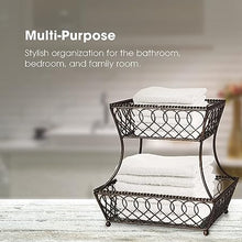 Load image into Gallery viewer, Loop and Lattice 2-Tier Round Metal Countertop Basket
