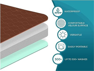2 Pack Washable Waterproof Seat Protector Pads, Ultra Absorbent Pee Pads (Brown)