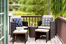 Load image into Gallery viewer, 4-Pieces Patio Furniture Space Saving Outdoor Brown Black Wicker Rattan Dining Sofa Chairs
