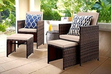 Load image into Gallery viewer, 4-Pieces Patio Furniture Space Saving Outdoor Brown Black Wicker Rattan Dining Sofa Chairs
