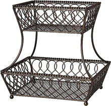 Load image into Gallery viewer, Loop and Lattice 2-Tier Round Metal Countertop Basket
