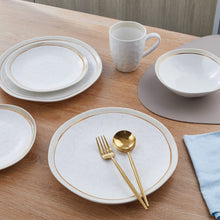 Load image into Gallery viewer, 16-Piece Round Dinnerware Set, White, White Speckle, Service For 4 (Porcelain Dinnerware Set)
