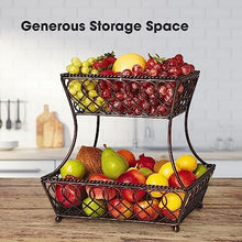 Load image into Gallery viewer, Loop and Lattice 2-Tier Round Metal Countertop Basket
