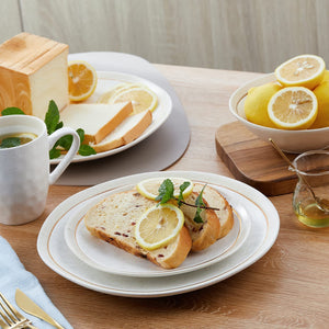 16-Piece Round Dinnerware Set, White, White Speckle, Service For 4 (Porcelain Dinnerware Set)