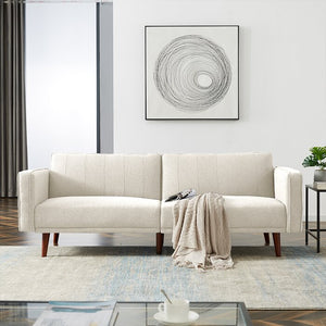 Linen Tufted Back Convertible Sofa