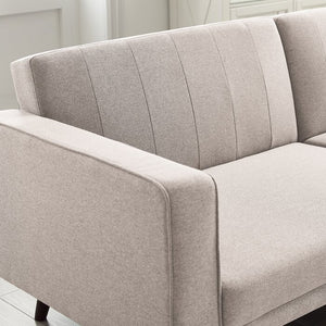 Linen Tufted Back Convertible Sofa