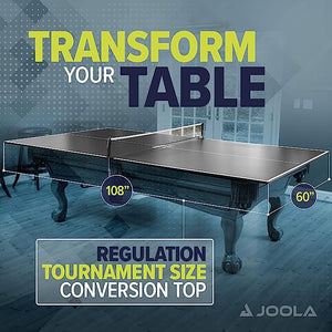 Regulation Table Tennis Conversion Top with Foam Backing and Net Set - Full MDF Ping Pong Table Top for Pool Table - Quick and Easy Assembly - Foam Backing to Protect Billiard Table, Full Foam Backing