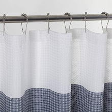 Load image into Gallery viewer, Waffle Weave Ombre Striped, Hotel Quality Waterproof &amp; Machine Washable Heavy Duty White Shower Curtain Bathroom Curtain Shower Curtain Set for Bathrooms Long Shower Curtains in Navy Blue
