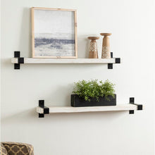 Load image into Gallery viewer, Abasi 2 Piece Pine Solid Wood Bracket Wall Shelf
