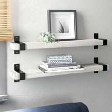 Load image into Gallery viewer, Abasi 2 Piece Pine Solid Wood Bracket Wall Shelf
