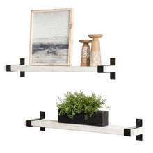 Load image into Gallery viewer, Abasi 2 Piece Pine Solid Wood Bracket Wall Shelf
