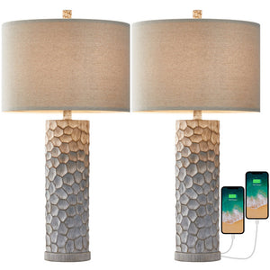Ailiyah Resin USB Table Lamp, Set of 2