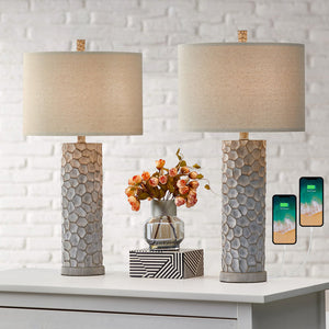 Ailiyah Resin USB Table Lamp, Set of 2