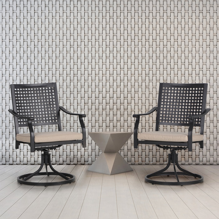 Alaistair Metal Outdoor Dining Armchair with Cushion (Set of 2)