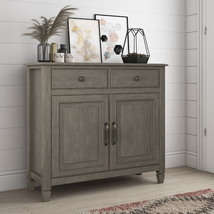 Farmhouse Grey Alayjia Solid Wood Accent Cabinet
