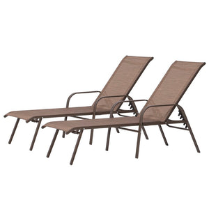 Brown Amilliyon Outdoor Metal Chaise Lounge (Set of 2)