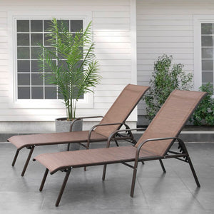 Brown Amilliyon Outdoor Metal Chaise Lounge (Set of 2)