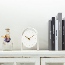 Load image into Gallery viewer, White Analog Metal Quartz Tabletop Clock
