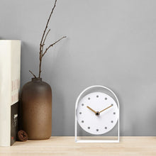 Load image into Gallery viewer, White Analog Metal Quartz Tabletop Clock
