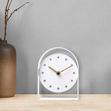 Load image into Gallery viewer, White Analog Metal Quartz Tabletop Clock
