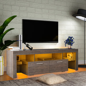 Antwann Modern LED TV Stand for 70" TVs, Wood Entertainment Center with 2 Cabinets, Quick Assembly