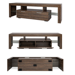 Antwann Modern LED TV Stand for 70" TVs, Wood Entertainment Center with 2 Cabinets, Quick Assembly