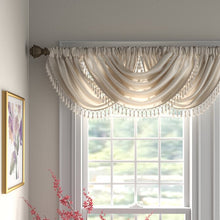 Load image into Gallery viewer, Champagne Apamea Faux Silk Waterfall Embellished Window Valance
