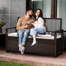 Load image into Gallery viewer, Barton 60 Gallon Water Resistant Wicker Storage Bench In Dark Brown

