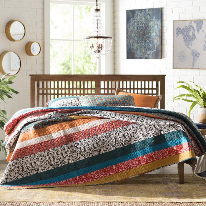 Bridgelands 100% Cotton Coverlet, Full/Queen Quilt + 2 Standard Shams