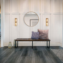 Load image into Gallery viewer, Aged Brass Camelot Iron LED Flush Mounted Sconce
