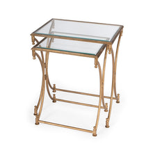 Load image into Gallery viewer, Antique Gold Chrystal End Table
