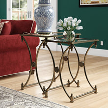 Load image into Gallery viewer, Antique Gold Chrystal End Table
