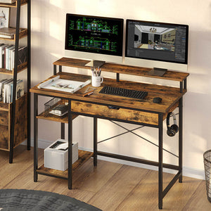 Computer Desk with Drawer, Monitor Shelf and CPU storage