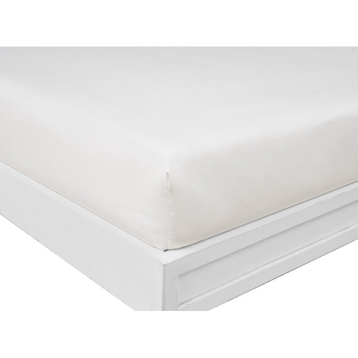 Twin XL White Cotton Blend Fitted Sheet (Set of 2)