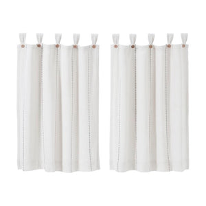 36" W x 36" L White/Gray Cumberledge Striped Cotton Tailored 72'' Cafe Curtain (Set of 2)