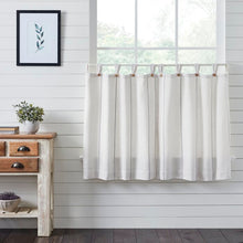 Load image into Gallery viewer, 36&quot; W x 36&quot; L White/Gray Cumberledge Striped Cotton Tailored 72&#39;&#39; Cafe Curtain (Set of 2)
