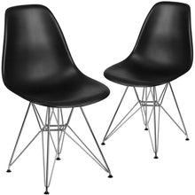 Load image into Gallery viewer, Black Daker Plastic Chair with Chrome Base (Set of 2)
