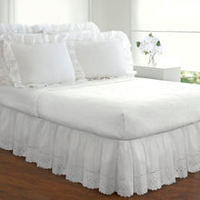 Load image into Gallery viewer, Queen White Dakota Ruffled Bed Skirt
