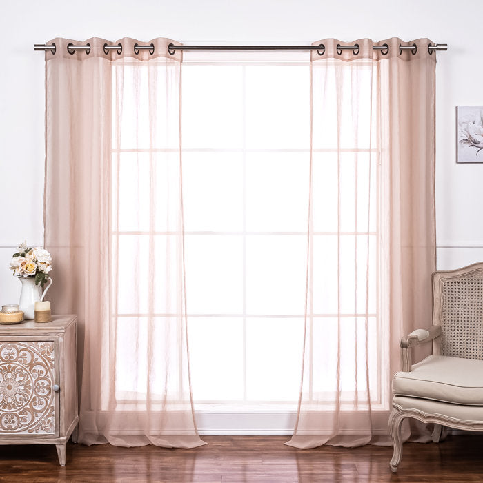 Deloera Polyester Sheer Curtain Pair (Set of 4)