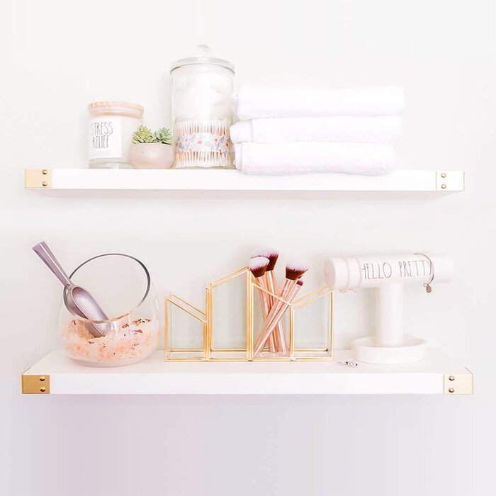 Dimitrov Pine Solid Wood Floating Shelf (Set of 2)